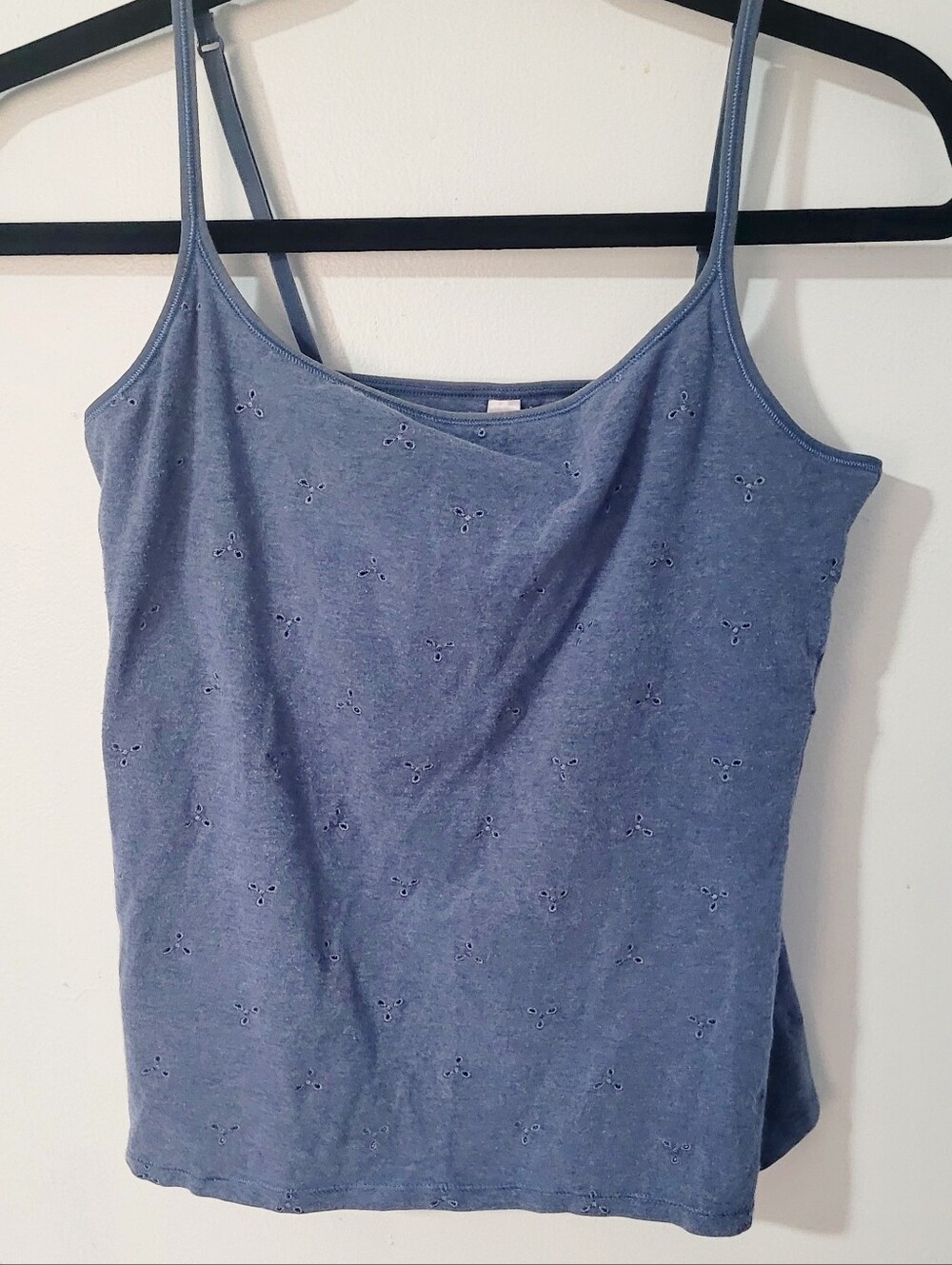 Victoria Secret Blue Eyelet Cami Camisole Tank Top Sz. Large Spandex
